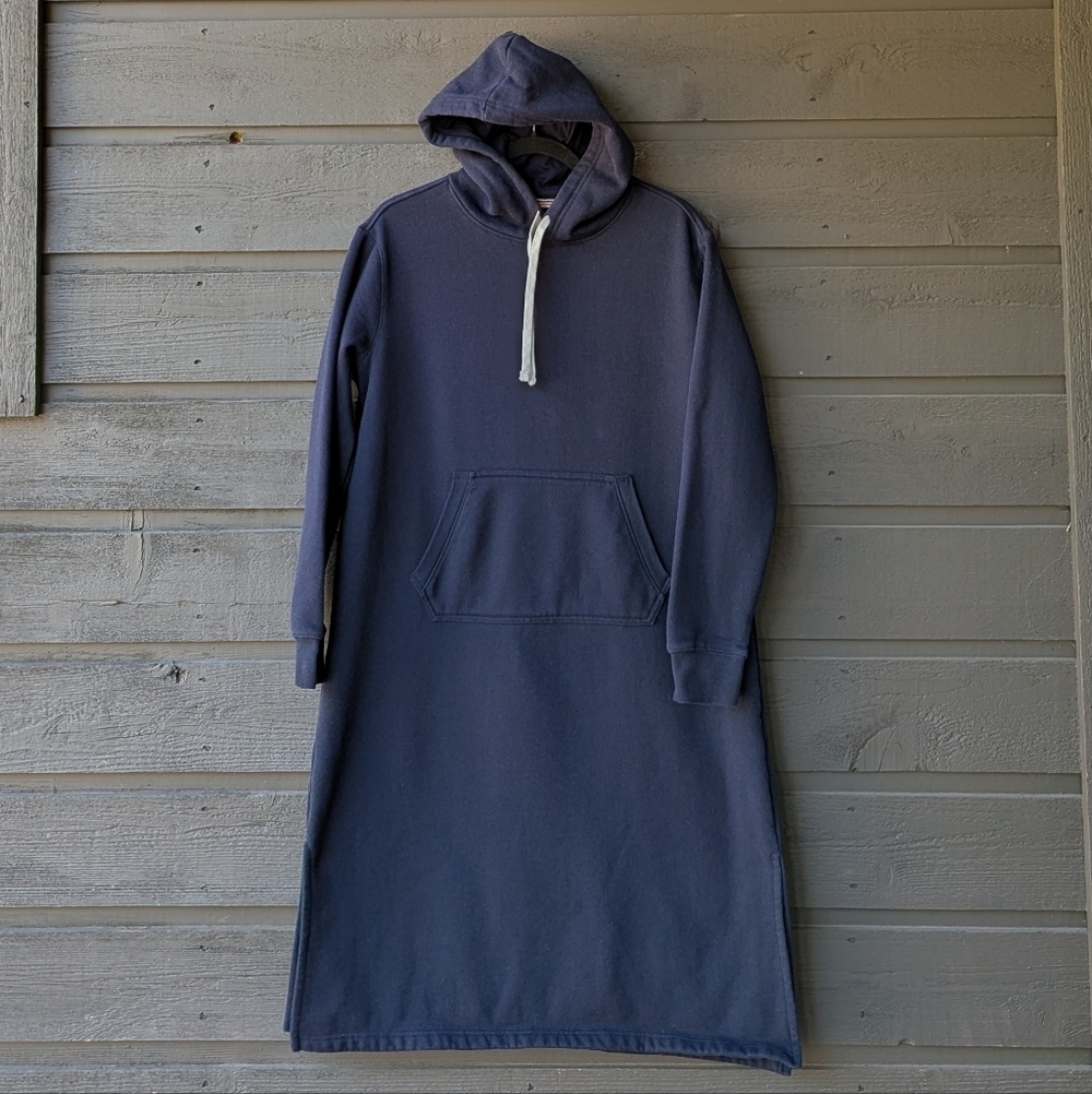 Lands' End Hooded Lounger Sweatshirt Dress Navy Blue Size Small